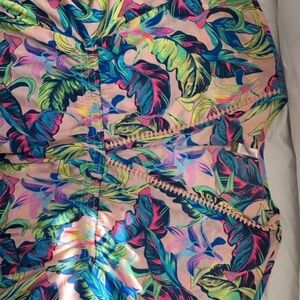No Bounderies XL pink flower top hollow v-neck blouse